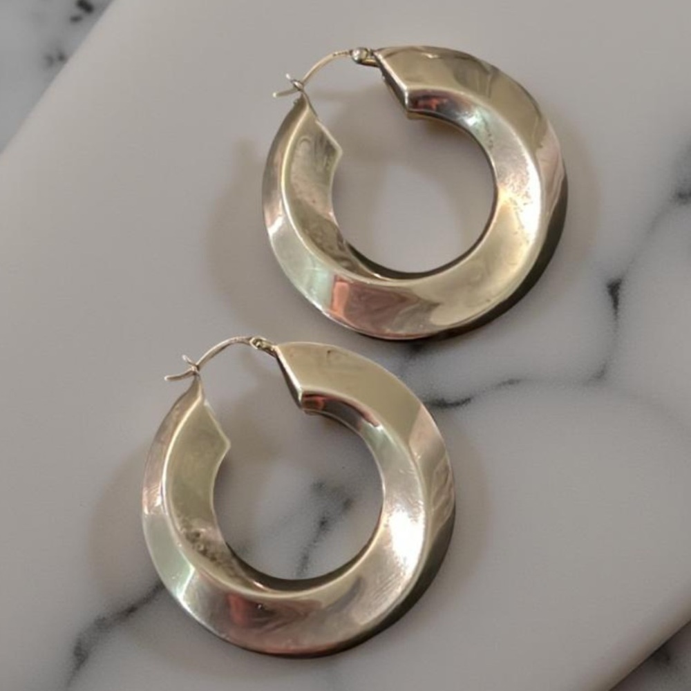 Sundance Sterling Silver Abstract Twisty Puff Chunky Hoop Earrings - Picture 5 of 14